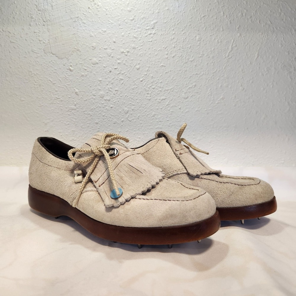 VTG Senator‎ Spike Golf Cleats Women's 6.5M Suede Saddle Shoe Kilties Niche Rare